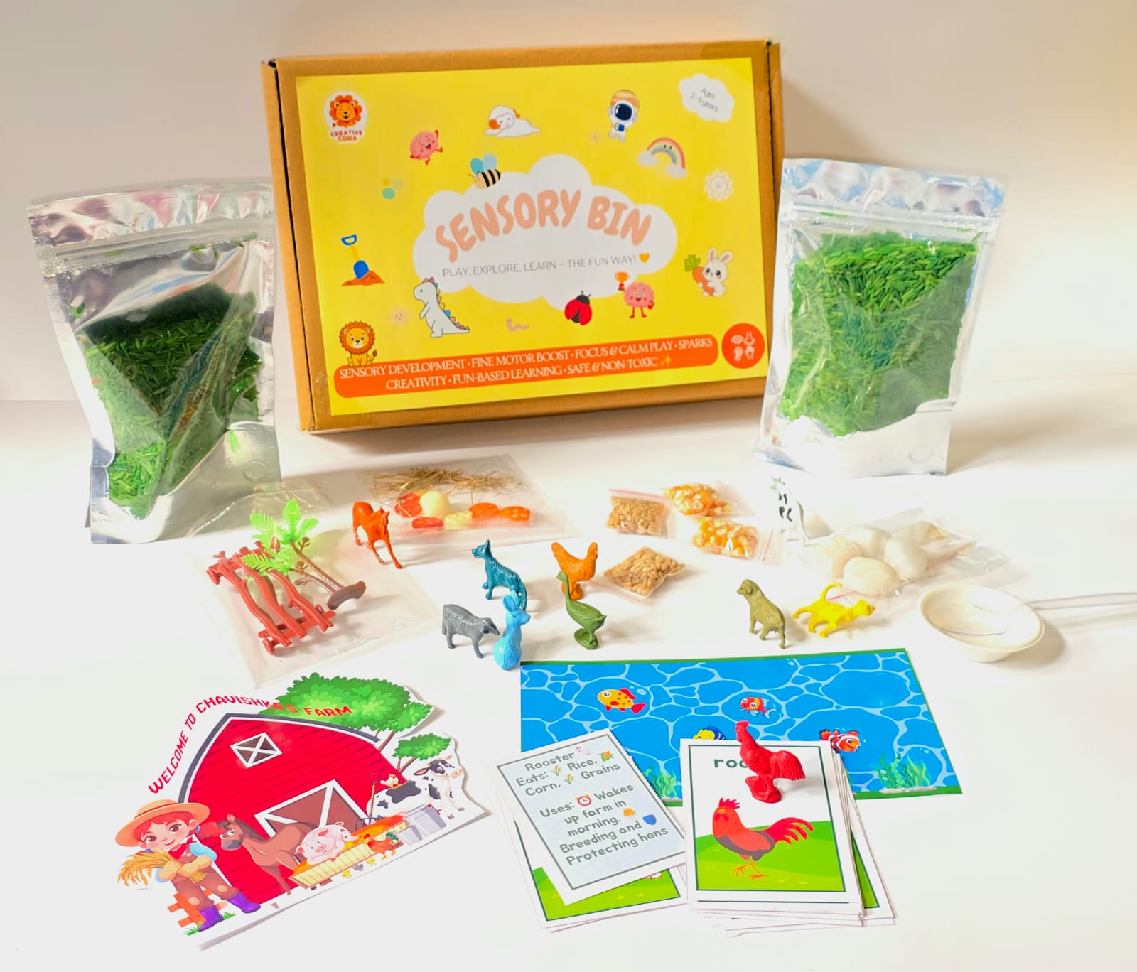 CreativeCona Farm Sensory Bin: Montessori Toy India (2-6Y)