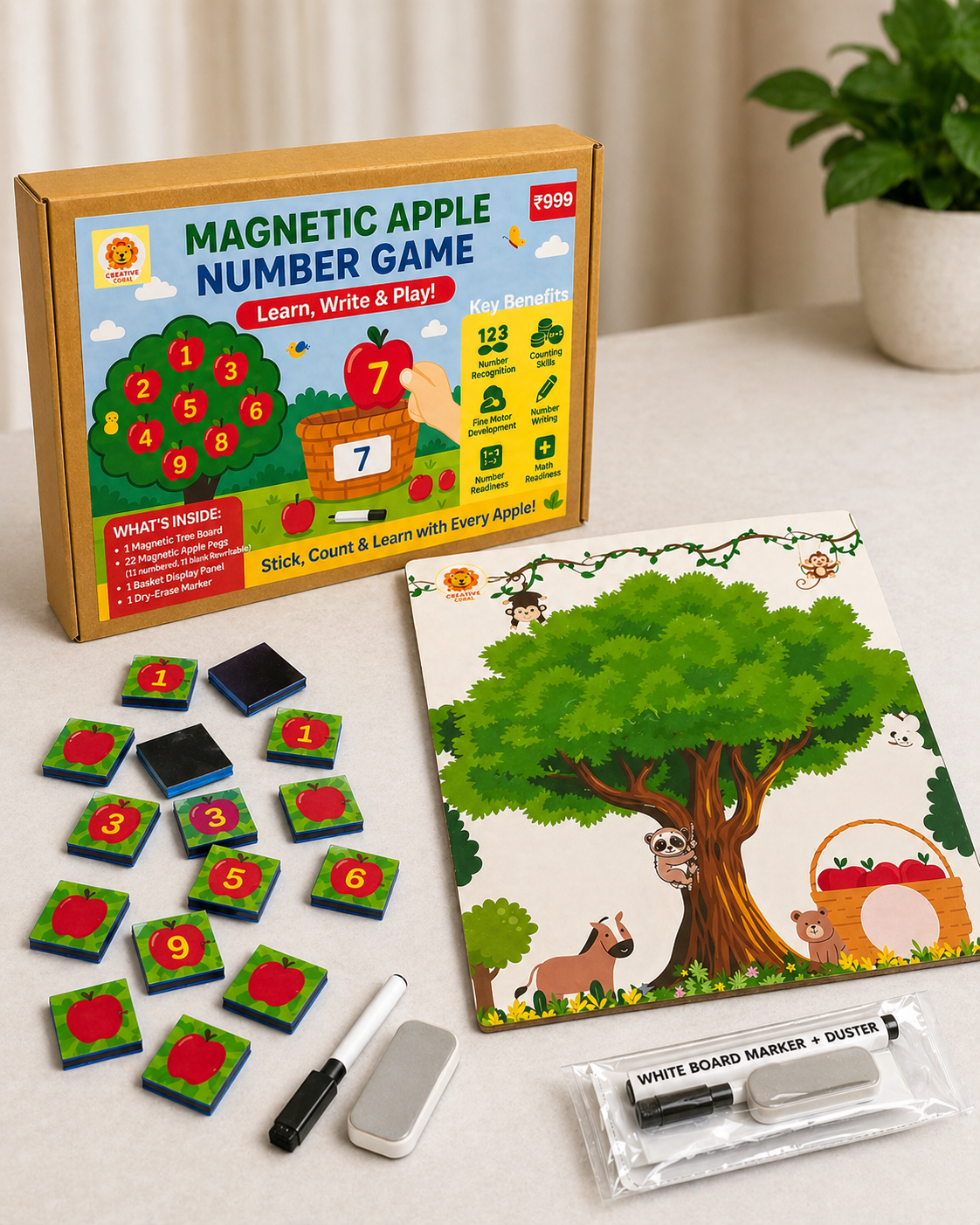 Magnetic apple number game